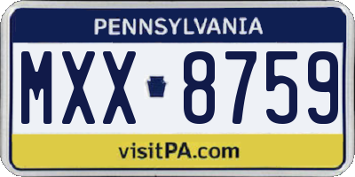 PA license plate MXX8759