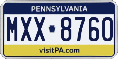 PA license plate MXX8760