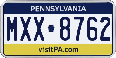 PA license plate MXX8762