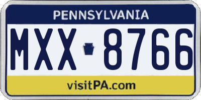PA license plate MXX8766