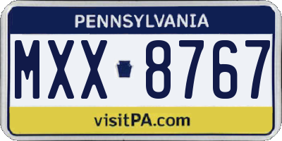 PA license plate MXX8767