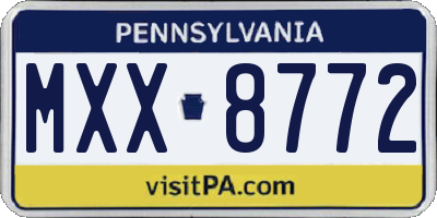 PA license plate MXX8772