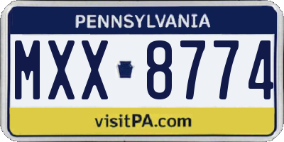 PA license plate MXX8774