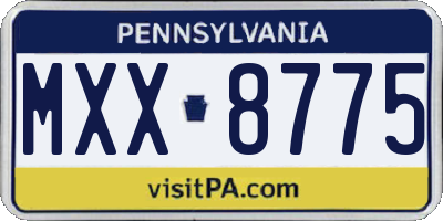 PA license plate MXX8775