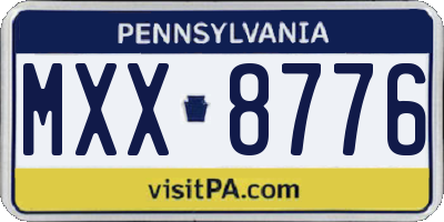 PA license plate MXX8776
