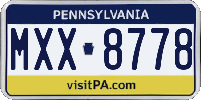 PA license plate MXX8778