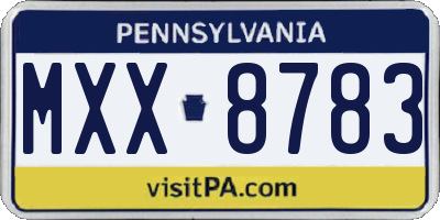 PA license plate MXX8783