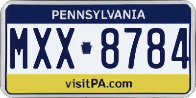 PA license plate MXX8784