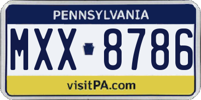PA license plate MXX8786