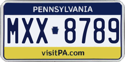PA license plate MXX8789