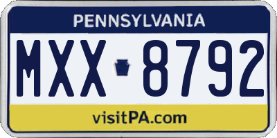 PA license plate MXX8792