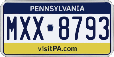 PA license plate MXX8793