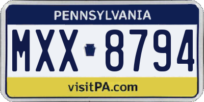 PA license plate MXX8794
