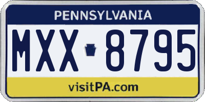 PA license plate MXX8795