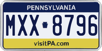 PA license plate MXX8796
