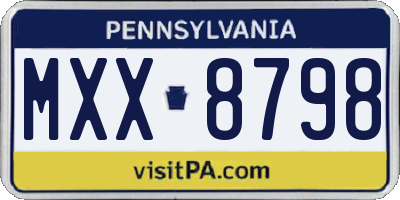 PA license plate MXX8798