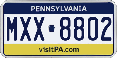 PA license plate MXX8802