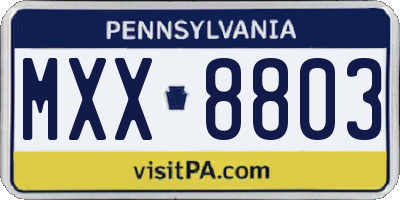 PA license plate MXX8803