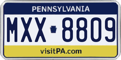 PA license plate MXX8809