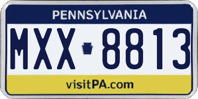 PA license plate MXX8813