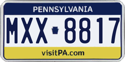PA license plate MXX8817