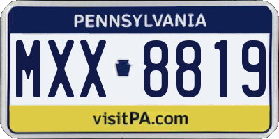 PA license plate MXX8819