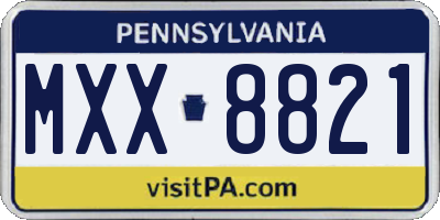 PA license plate MXX8821