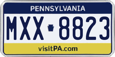 PA license plate MXX8823