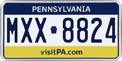 PA license plate MXX8824