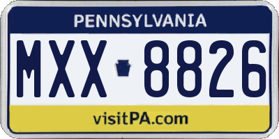 PA license plate MXX8826