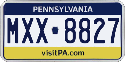 PA license plate MXX8827