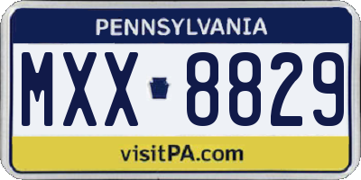 PA license plate MXX8829