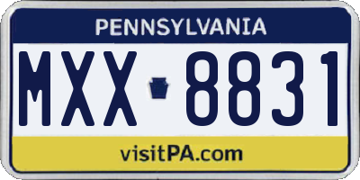 PA license plate MXX8831
