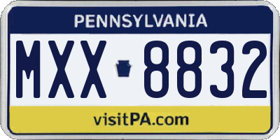 PA license plate MXX8832
