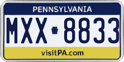 PA license plate MXX8833
