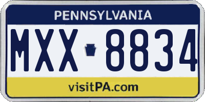 PA license plate MXX8834