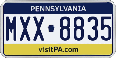 PA license plate MXX8835