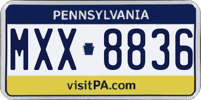 PA license plate MXX8836
