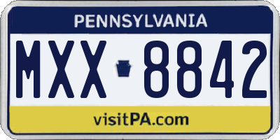 PA license plate MXX8842