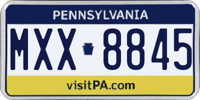 PA license plate MXX8845
