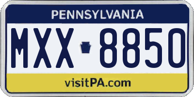 PA license plate MXX8850
