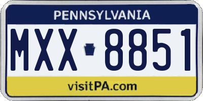PA license plate MXX8851