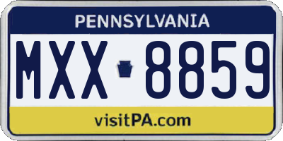 PA license plate MXX8859