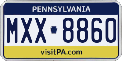PA license plate MXX8860
