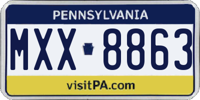 PA license plate MXX8863