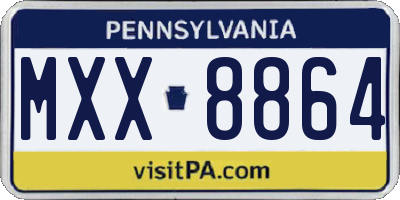 PA license plate MXX8864
