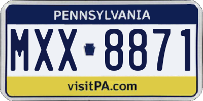 PA license plate MXX8871