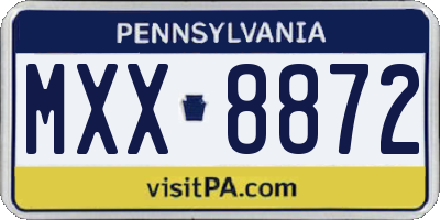 PA license plate MXX8872
