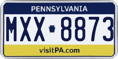 PA license plate MXX8873