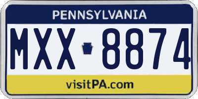 PA license plate MXX8874